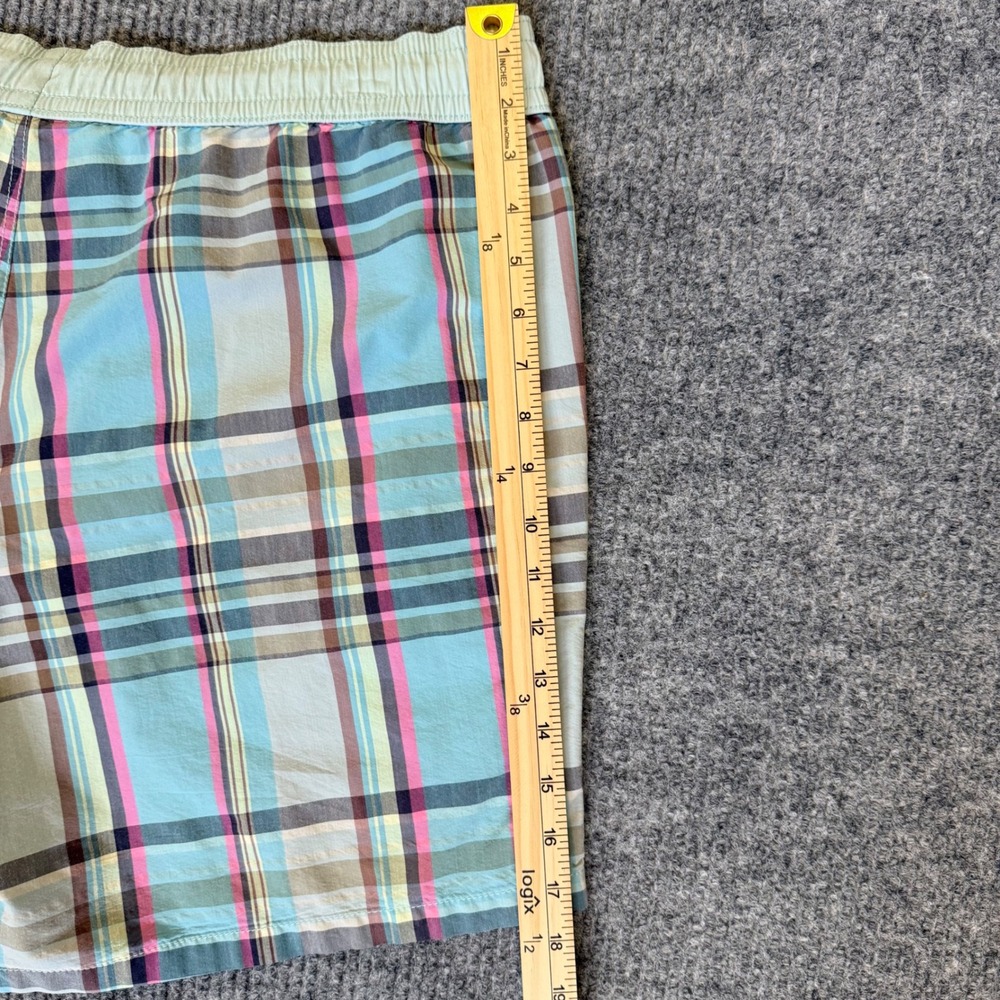 Lacoste Mens Plaid Swim Trunks Blue Pink Yellow Drawstring Board Shorts Size L - Picture 6 of 7